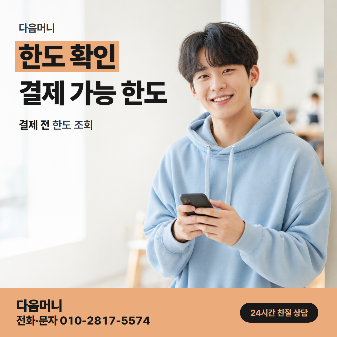 다음머니 잠실카드깡 휴대폰으로 조회하는 남은 한도